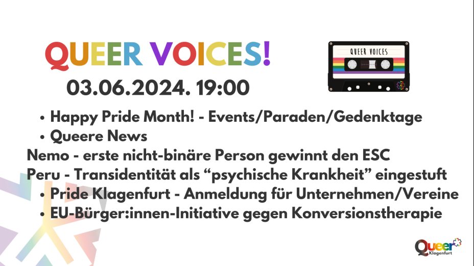 Juni 2024 - Pride Month, Anmeldung Pride Klagenfurt, EU-Bürger:innen-Initiative